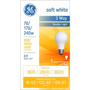 GE Incandescent 240W Soft White A21 3-Way Bulb 1 Pack