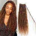 Pre-looped Light Auburn Crochet Dreadlocks with Human Hair Curls #30 Color Honey Blonde Crochet Boho Locs Hair 18 Inch 48 Strands (48 Locs)