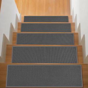 Stair Treads with Non-Slip Rubber Backing, Stair Treads for Wooden Steps, Indoor Stair Carpet Runners, Stair Rugs and Mats for Kids and Dogs, Gray, 8" x 30", 10 Pieces