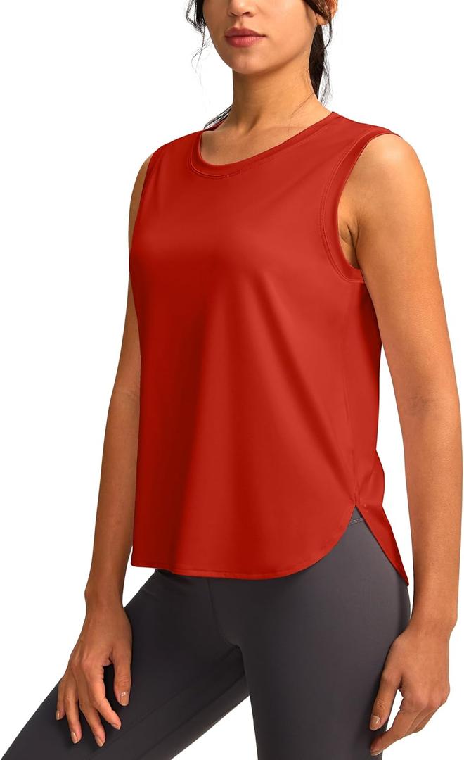 YYV Women's Workout Tank Tops Lightweight Sleeveless Workout Tops Loose Fit Yoga Athletic Running Shirts (M)