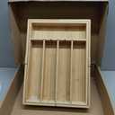 Bamboo Expandable Silverware Organizer - Adjustable Cutlery Tray with 3 Removable Dividers & 5 Tracks, Drawer Organizer for Utensils, Stationery, Tools (12.6" to 20.5")