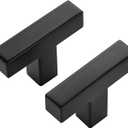 Ravinte 10 Pack Black Square Bar Cabinet Knobs 2 Inch Square Cabinet Pulls Matte Black Single Hole Kitchen Cabinet Handles