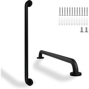 32 Inch Black Shower Grab Bars, 1.25" Diameter 2 Pack Handrails