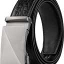 Ratchet Belts for Men, Dress Ratchet Belt Genuine Leather 1 3/8", Mens Belt with Automatic Alloy Buckle (Crocodile Black Rz15)