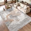 Large Grey Area Rug 8x10 Modern Washable for Living Room Bedroom Dining Room, Abstract Marble Non Slip Carpet