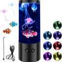 Rechargeable Jellyfish Lamp Decorative Aquarium Night Light for Home Office Jellyfish Changing Mood Light Jellyfish Lamp for Decoration ZHAZHAMO(Black)