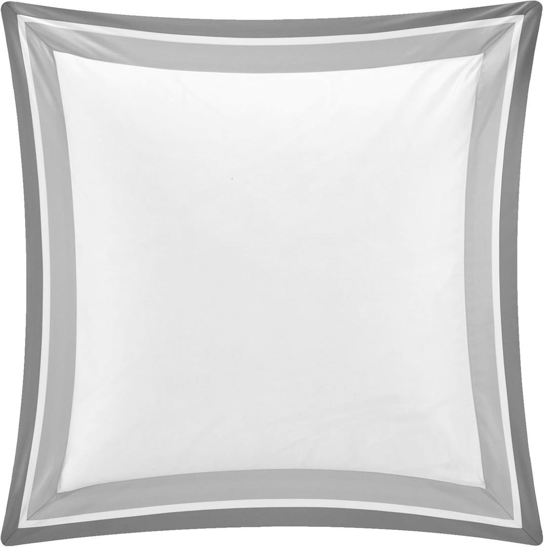 Shading Collection 2 pieces in a Pack Euro Square Pillow Sham Covers 100% Egyptian Cotton Sateen 400 Thread Count 26x26 with 1" flange Suitable Filling Size 28"x 28" (WHITE/TAUPE/GREY)
