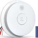 Jemay Smoke Detector, Photoelectric Smoke Alarm with 9V Backup Battery, Hardwired Interconnected Smoke Detector, Fire Alarm with Test/Silence Button for Home, 1 Pack