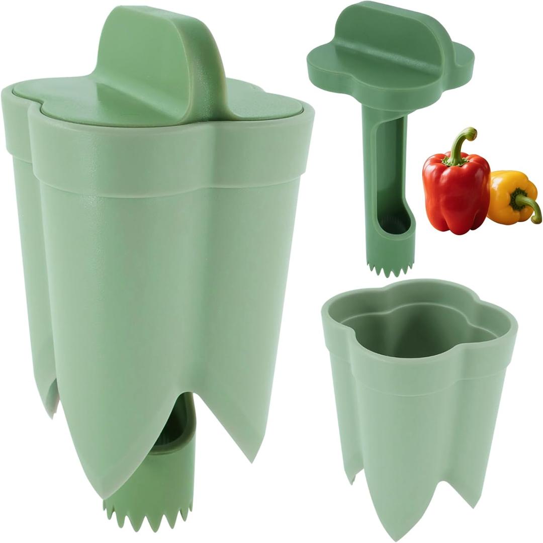 Suuker 2-in-1 Pepper Corer Set,Pepper Seed Corer,Apple Core Remover Tool,Fruit and Vegetable Core Remover,Kitchen Gadget for Bell Chili Plant,Zucchini,Balsam Pear