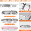 4 Pack Stainless Steel Lunch Containers with Lids, 2-Compartments Snack Container & Lunch Box, Reusable Clear Lid Snack Containers Set, Meal Prep Lunch Box (24 oz / 700ml)