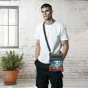 Halloween Night Adjustable Strap Crossbody Bag Glowing Jack-O-Lantern with Moonlit Forest and Bats Print for Adult Messenger Bag Halloween Party or Birthday Celebration Gift for Friend