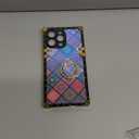 Compatible with iPhone 16 Pro Max Rectangle Case with Diamond Ring Holder Glitter Women Girl Retro Elegant Mandala Soft Protective Kickstand Case Metal Reinforced Corners Shockproof Bumper Cover 6.9''