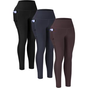 3 Pack Leggings with Pockets for Women Buttery Soft High Waisted Tummy Control Workout Yoga Pants XS