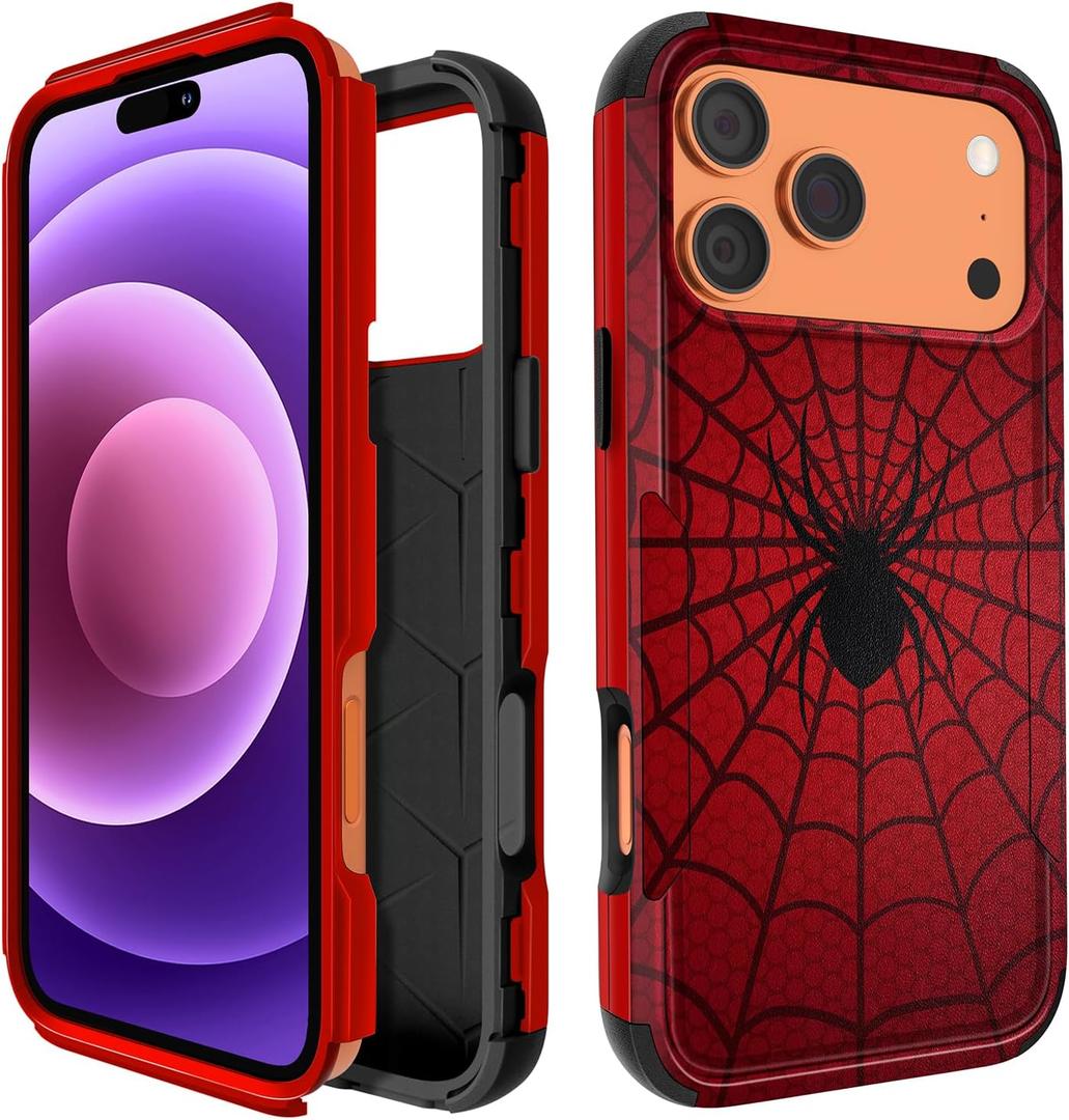 for iPhone 17 Pro Max Case for Women - Cute Boys Phone Cover Cool Aesthetic Unique Design Teen Red Cartoon Heavy Duty Protective Shockproof Military Grade Funda for iPhone 17 ProMax