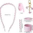 NiHome Accessory Set Compatible with Owala FreeSip 32oz Water Bottle, Includes Hand-Woven Strap, Silicone Ring, Glitter Protective Boot Sleeve, and Straw Plug, Non-Slip Anti-Scratch Base, Pink