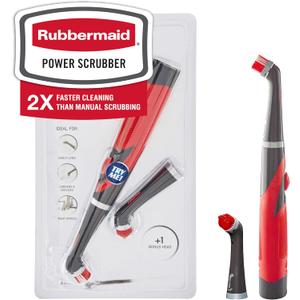 Rubbermaid Reveal Power Scrubber with Multi-Purpose & Grout Head, Cordless Electric Battery Powered Scrub Brush, Water Resistant, for Home/Kitchen/Bathroom/Grout/Tile/Shower/Tub