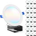 Sunco 24 Pack 6 Inch Ultra Thin LED Recessed Ceiling Lights, High Brightness 1500LM, Selectable CCT 2700K/3000K/4000K/5000K/6000K, Dimmable, 14W, Canless with Junction Box