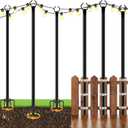 6-Pack String Light Poles for Outside, 10Ft Patio Light Poles for String Lights, Heavy Duty Metal Poles Stand for for Hanging Lights, Patio Deck Backyard, Wedding, Christmas, Party