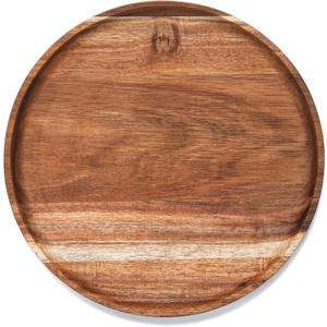 YANGQIHOME Round Wood Tray, Acacia Wooden Serving Tray, Serving Platter, Appetizer Charcuterie Board, Tray Organizer for Kitchen/Countertop, 13.8 x 13.8 x 0.8 inch