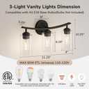3-Light Arc Shape Bathroom Light Fixtures | Modern Black Vanity Light with Clear Glass Shades for Bathroom, Living Room, Hallway, E26 Base (Bulbs Excluded)