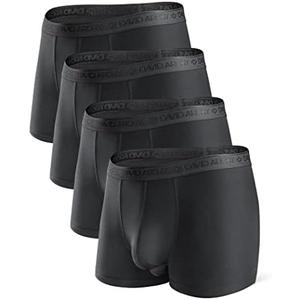 DAVID ARCHY Men's Underwear Ultra Soft Modal Dual Pouch Trunks Ball Pouch Bulge Enhancing Boxer Briefs for Men 3 or 4 Pack, L