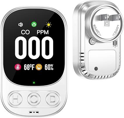 Carbon Monoxide Detector Plug in Wall, 3-in-1 CO Level Monitor Alarm with Temp/Humidity Sensor, Portable Carbon Monoxide Detectors Easy to Read & Install, for Home/Hotel/RV (White-1Pack)
 Carbon Monoxide Alarm
