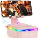 JTEMAN Gifts for Men Women,Cell Phone Stand with Bluetooth Speaker and LED Light,Cool Tech Gadgets,Unique Birthday Gifts for Men Husband Mom Dad-Pink
