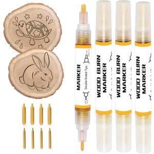 EIGTWEN 4 PCS Wood Burn Marker Pens, Wooden Burning Pens - Ideal for Making Gifts & Handicrafts. Suitable for Beginners (Comes with 8 Nibs)