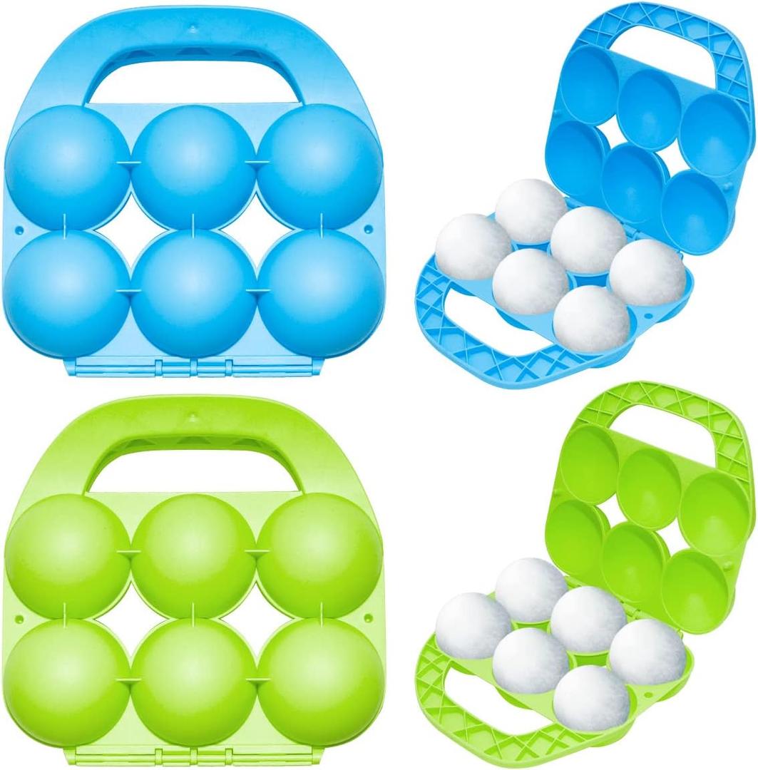 Holady 2 Pack Snowball Makers - Makes 6 Snowballs at Once - Outdoor Winter Snow Toys for Kids and Adults, Snowball Maker Tool with Handle for Snow Ball FightsBlue,Green