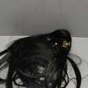 Half and Half Long Straight Black Wig with Flower Hair Clip, Black Center Part Wigs 23.6'' Synthetic Hair + Wig Cap for Halloween Party Daily Costumes