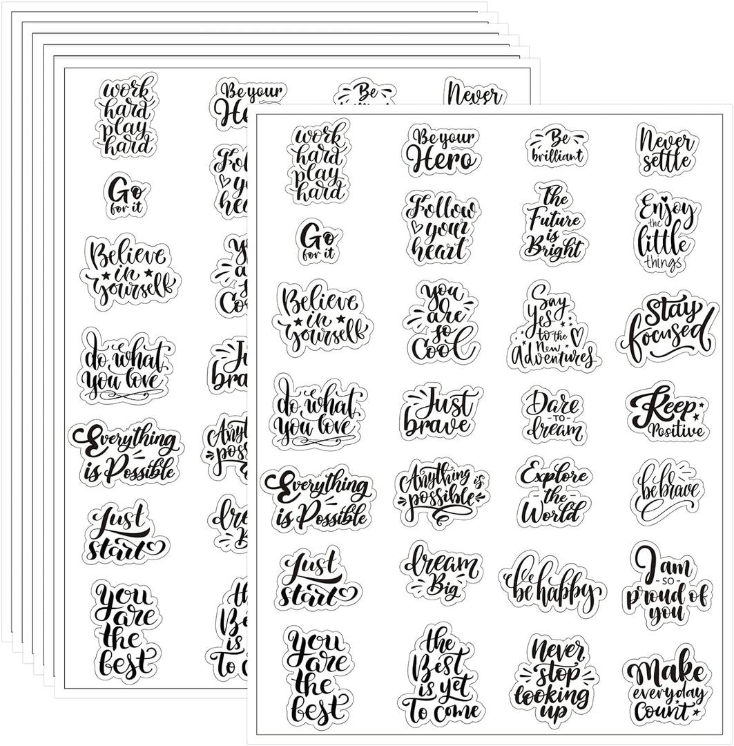 Glenmal 840 Pcs Inspirational Sticker Mothers Day Sticker Graduation 2026 Motivational Decal Kindness Aesthetic Word Decal for Adults Nurse Teacher Appreciation Journaling Scrapbook(Transparent Color)