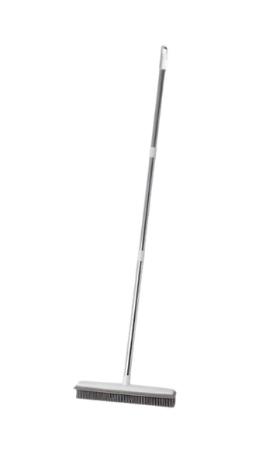 Pet Hair Removal Rubber Broom with Squeegee, Carpet Rake for Pet Hair with 59" Telescoping Long Handle, Fur Remover Rake for Carpet, Hardwood Floor, Tile