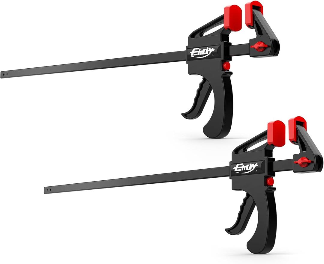 Bar Clamps for Woodworking, One-Handed Clamp/Spreader, 24-Inch Wood Clamps Set, Light-Duty Quick-Change F Clamp with 130 lbs Load Limit, 2-Pack