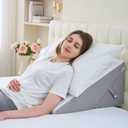 Sasttie Wedge Pillow for After Surgery, Adjustable Memory Foam Bed Wedge Pillow Headboard for Sleeping, Acid Reflux, Surgery Recovery, Neck & Back Support, White and Dark Grey