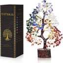 YATSKIA 7 Chakra Tree of Life, Crystals and Healing Stones, Birthday Gifts for Women - Crystal Tree for Positive Energy, Home Office Decor, Spiritual Gifts for Women (10-12 Inch, Seven Chakra Golden Wire)