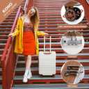 Kono Luggage Set 4 Piece Carry On Hardside Luggage with TSA Lock Spinner Wheels Lightweight PC+ABS Carry On Suitcase Cream White, Carry-On Travel Set
