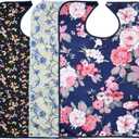 Celley 3 Pack Adult Bibs for Eating with Crumb Catcher Washable and Reusable Clothing Protectors for Elderly Women 18"