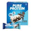 Pure Protein Cookies And Cream Protein Bars 20g Protein, 3g Sugar, 190 Calories (12 count) Low Sugar* High Protein Snack - Gluten Free - Perfect for a Healthy Snack (EXP 01/19/27)