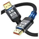 8K HDMI 2.1 UHD Cable, 6.6 feet, Gold-Plated Connectors, Braided, 19 Pins, 24-30 AWG
