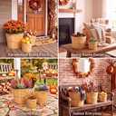Domensi 3 Pcs Fall Porch Decor Wood Planters Woven Striped Flower Pot