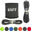 1/4" x 65' Marine Grade Bungee Cord Elastic Shock Cord, Kayak Stretch String Rope, Heavy Duty Bungee Shock Cords for Repairing Tent Poles, DIY, Tie Downs (Black)