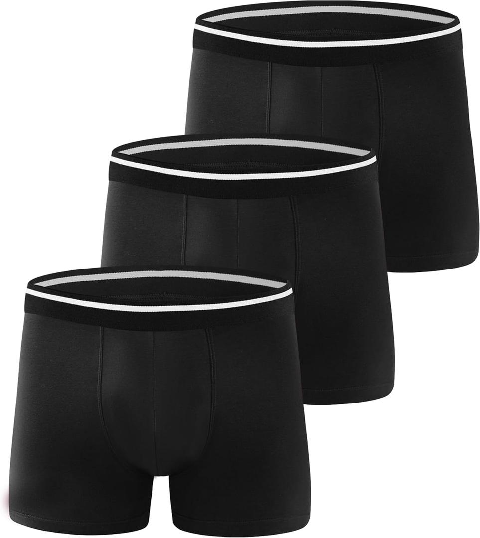 Incontinence Underwear for Men High Absorbency, Washable and Reusable Leakproof Underwear, Bladder Leak Cotton Boxers Briefs 3 Pack (Black, Large)