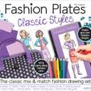 Fashion Plates Classic  Girls Fashion, Mix-and-Match Drawing Kit, Arts and Crafts, Coloring, Art Supplies, Craft Supplies, Stencils, Crayons Included, Create Your Own Fashion Designs, Ages 6+