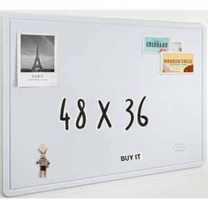 AKTOP White Cork Bulletin Board 48" x 36", Large Foldable Felt Notice Pin Board for Wall, 4' x 3' Decorative Corkboard Photo Board with Self-Adhesive Tape for Office, School & Home, 25 Pushpins