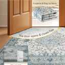 RELEANY Area Rugs 6'x9' Washable Non-Slip, Floral Vintage Distress Print Pattern Medallion Carpet for Living Room Bedroom Dining Room, Light Blue Navy Beige Gray White