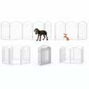 BHG Metal No-Assembly Freestanding Dog Gate with Door Walk Through, Extra Wide 192", Extra Tall 32" Pet Gate, Accordion Puppy Folding Playpen Dog Fence, with 2PCS Support