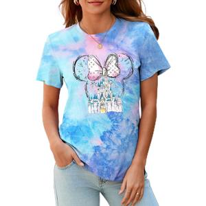 Magical Shirt for Women Magic Kingdom T Shirt Family Vacation Tee Princess Castle Casual Short Sleeve Tops (S)