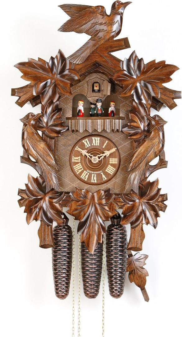 German Cuckoo Clock 8-day-movement Carved-Style 20.00 inch - Authentic black forest cuckoo clock by Hekas, Normal