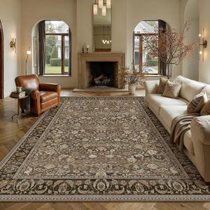 8x10 Area Rug for Living Room Vintage Printed Brown Rugs