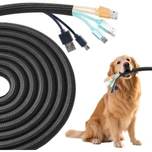 Split Wire Loom 2PCS 5/8 Inch 5ft, Braided Cable Sleeve for Cable Management, Cord Protector for Pets, TV, Desk & Automotive, Black
